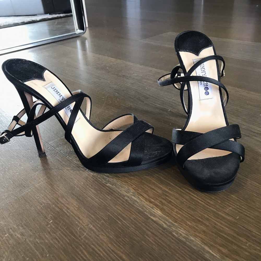 Jimmy Choo Black Strappy Sandal Heels